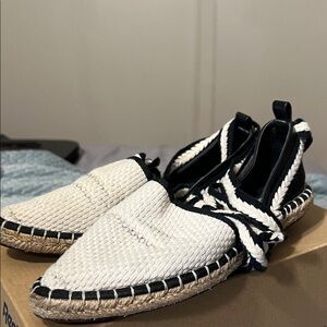 Zara Black and White Tie up Espadrilles